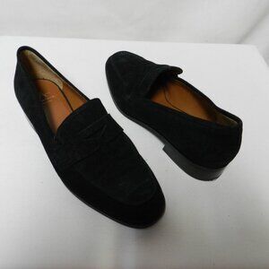 Aquatalia black Suede Penny Loafers Italy slide flats Size Sz 8.5